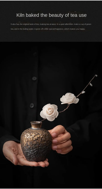 Creative Ceramic Dry Flower Vase, Flower Arrangement, Living Room, Coarse Pottery, Table Decoration, Vases for Flowers