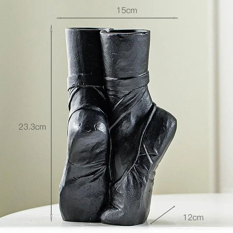 Ceramic Nordic Art Vase, Ballet Shoes Dancer Sculpture, Flower Vase, Room Flower Arrangement Crafts, Home Decoration Accessories