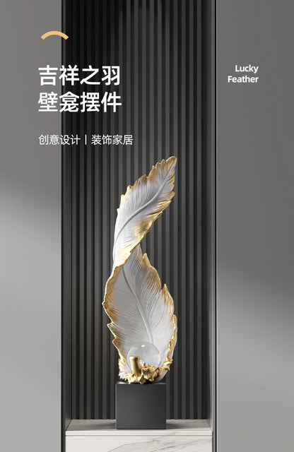 Home Decor,Feather Art,Entrance Decoration,Resin Sculpture Living Room,TV Cabinet,Office,Statue Floor Decorations Gift